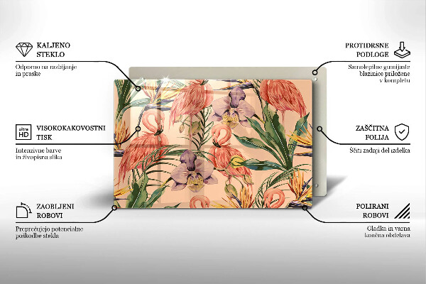 Skleněná deska za sporák Plameňáci ilustrace