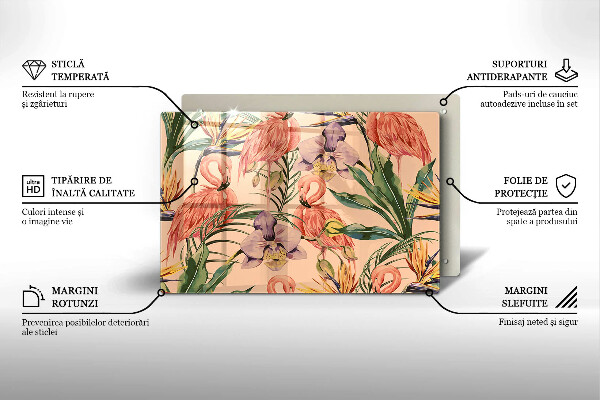 Skleněná deska za sporák Plameňáci ilustrace