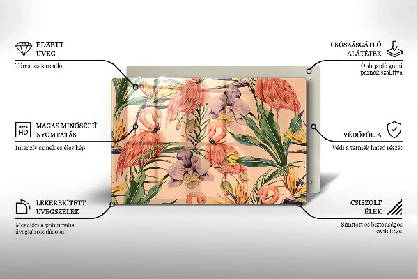 Skleněná deska za sporák Plameňáci ilustrace