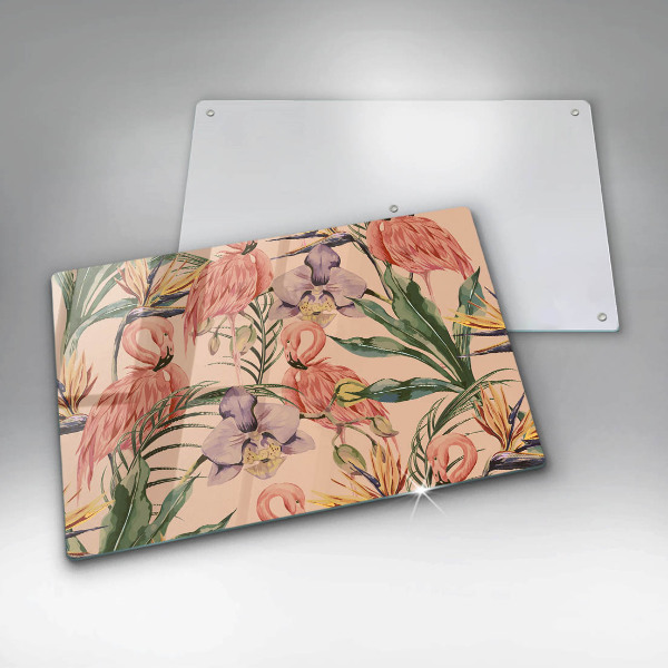 Skleněná deska za sporák Plameňáci ilustrace