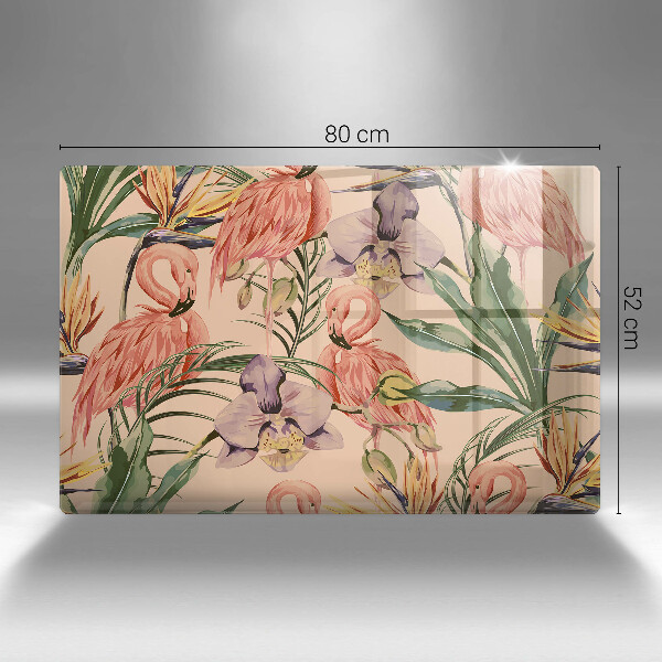 Skleněná deska za sporák Plameňáci ilustrace