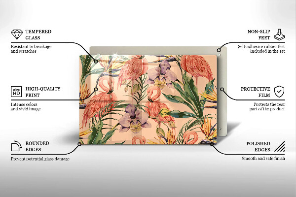 Skleněná deska za sporák Plameňáci ilustrace