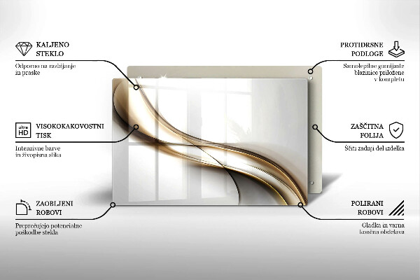 Skleněná deska za sporák Měkké linie abstrakce