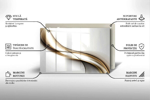 Skleněná deska za sporák Měkké linie abstrakce