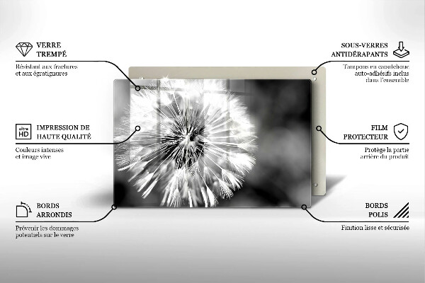 Skleněná deska za sporák Jemná pampeliška