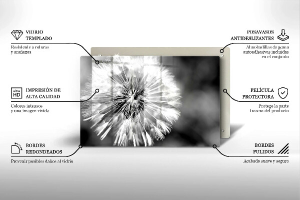 Skleněná deska za sporák Jemná pampeliška
