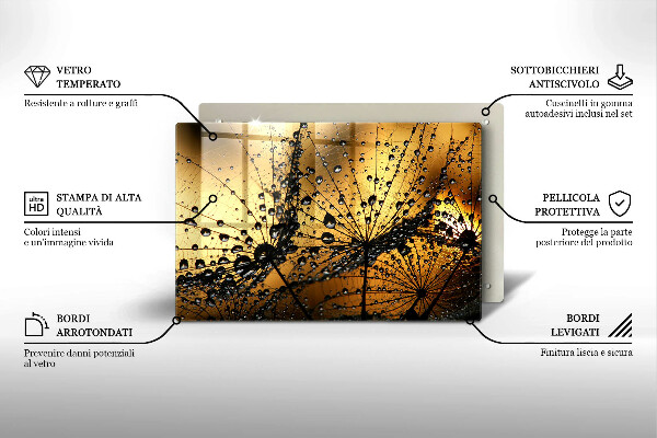 Skleněná deska za sporák Rosa a pampelišky