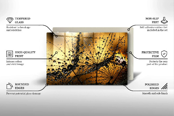 Skleněná deska za sporák Rosa a pampelišky