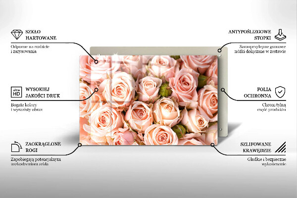 Skleněná deska za sporák Kytice jemných růží