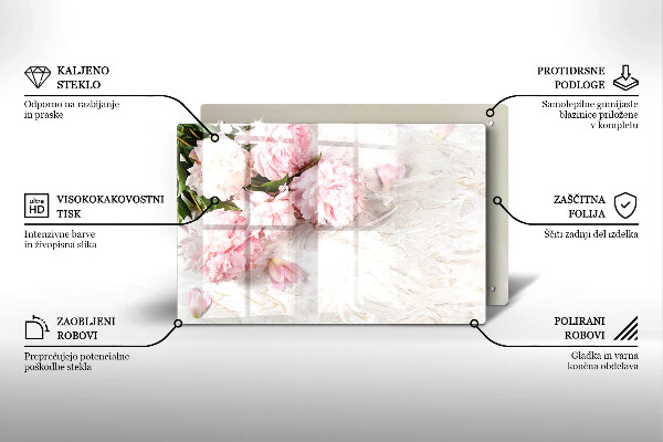 Skleněná deska za sporák Jemné květy růží