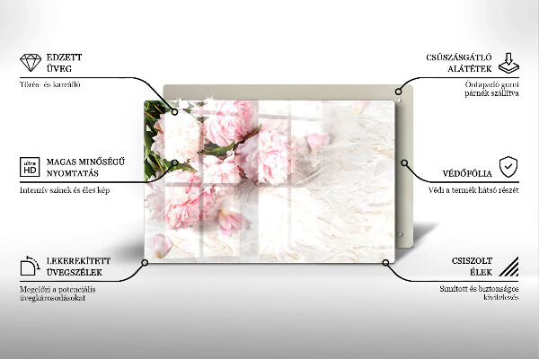 Skleněná deska za sporák Jemné květy růží