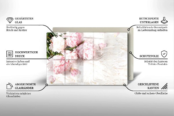 Skleněná deska za sporák Jemné květy růží