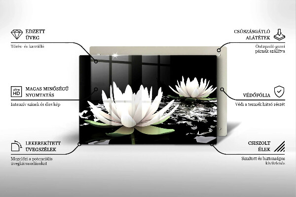 Skleněná deska za sporák Bílé lilie na vodě