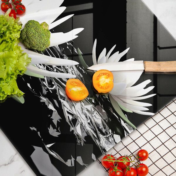 Skleněná deska za sporák Bílé lilie na vodě