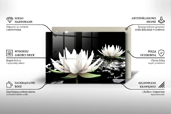 Skleněná deska za sporák Bílé lilie na vodě