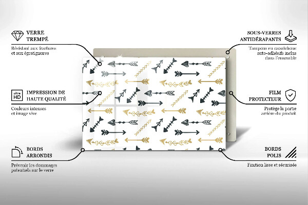 Skleněná deska za sporák Vzor boho šipky