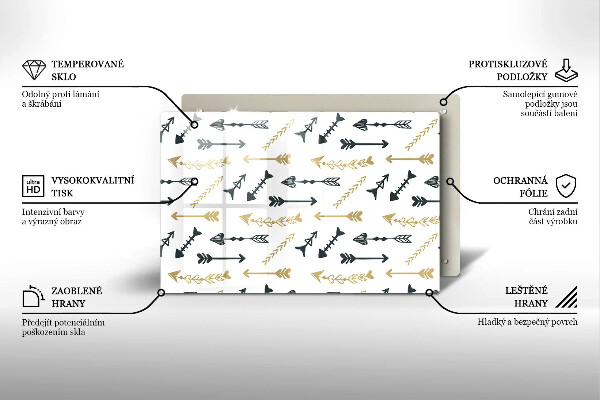 Skleněná deska za sporák Vzor boho šipky