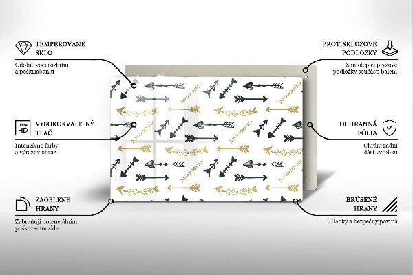Skleněná deska za sporák Vzor boho šipky