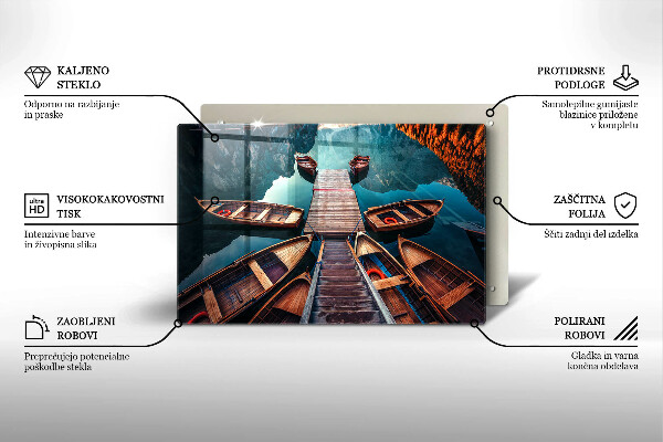 Skleněná deska za sporák Lodě na jezeře