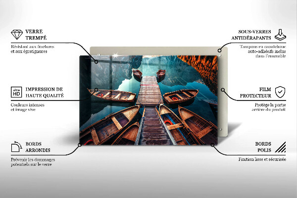 Skleněná deska za sporák Lodě na jezeře