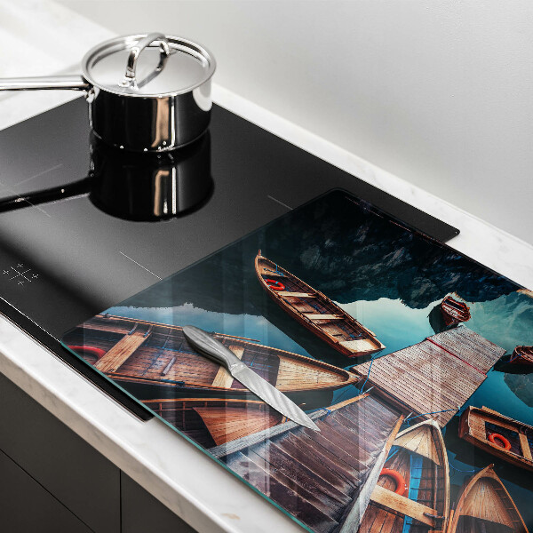 Skleněná deska za sporák Lodě na jezeře