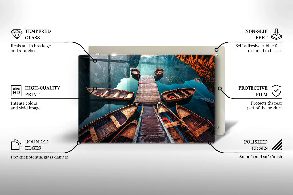 Skleněná deska za sporák Lodě na jezeře