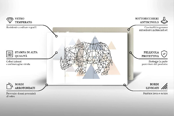 Skleněná deska za sporák Čárová grafika nosorožce