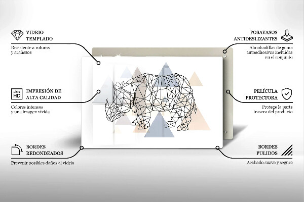 Skleněná deska za sporák Čárová grafika nosorožce