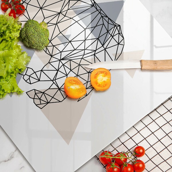 Skleněná deska za sporák Čárová grafika nosorožce