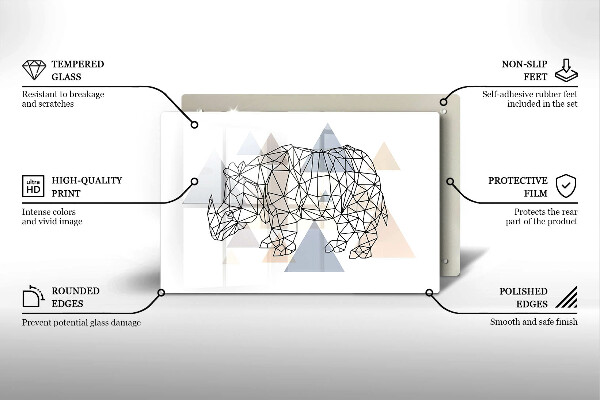 Skleněná deska za sporák Čárová grafika nosorožce