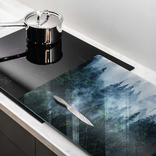 Skleněná deska za sporák Lesní stromy a mlha