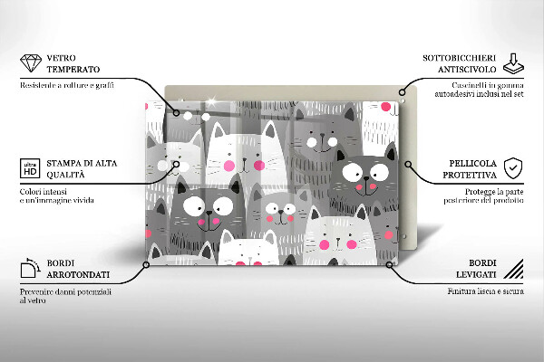 Skleněná deska za sporák Ilustrace kočky