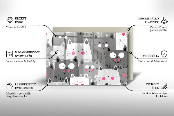 Skleněná deska za sporák Ilustrace kočky