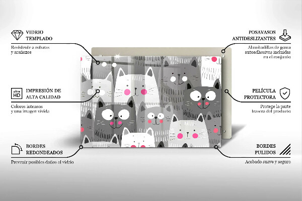 Skleněná deska za sporák Ilustrace kočky