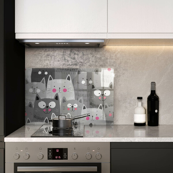 Skleněná deska za sporák Ilustrace kočky