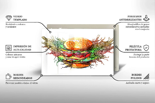 Skleněná deska za sporák Kresba hamburgeru