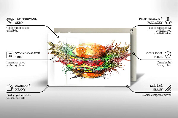 Skleněná deska za sporák Kresba hamburgeru