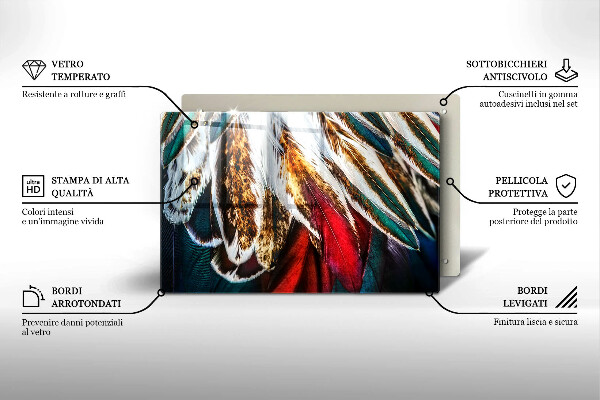 Skleněná deska za sporák Boho ptačí peří