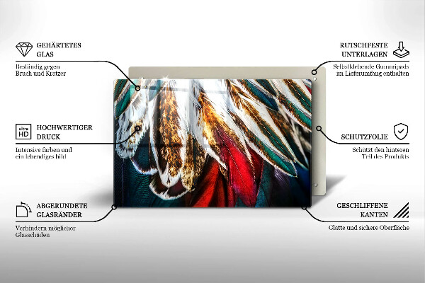 Skleněná deska za sporák Boho ptačí peří