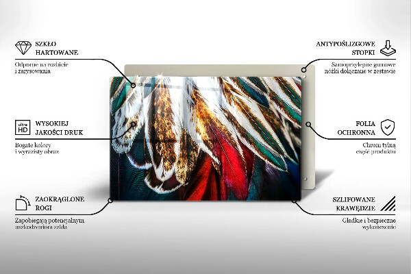 Skleněná deska za sporák Boho ptačí peří