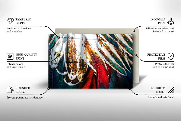 Skleněná deska za sporák Boho ptačí peří