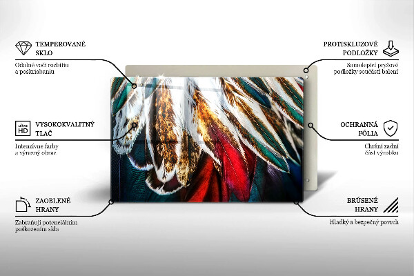 Skleněná deska za sporák Boho ptačí peří