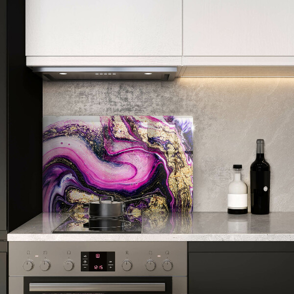 Skleněná deska za sporák Abstraktní design zlaté