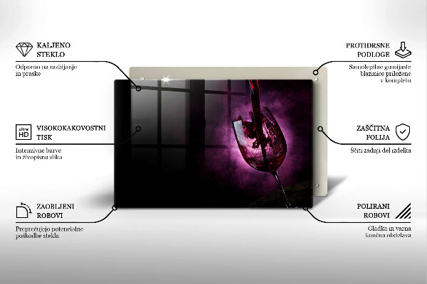 Skleněná deska za sporák Sklenice vína