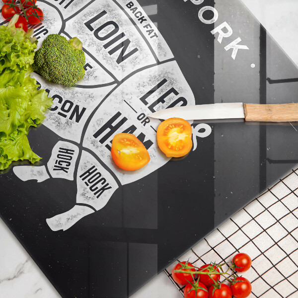 Skleněná deska za sporák Vepřové maso vepřové