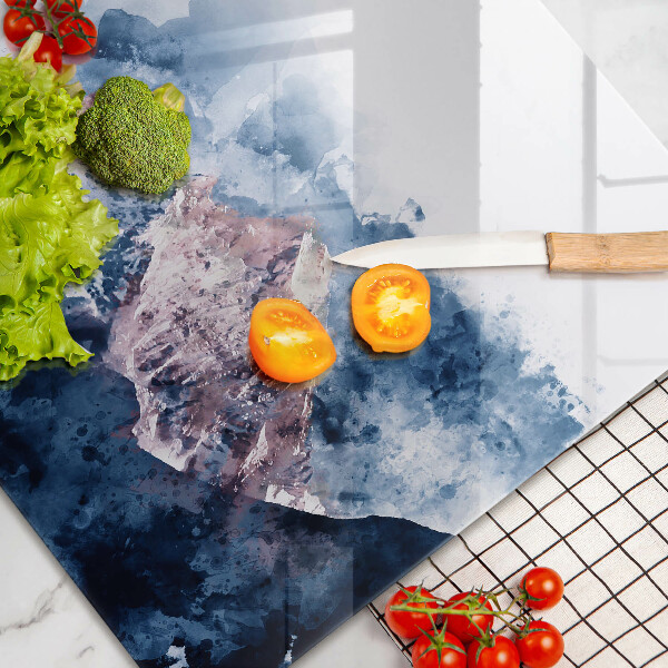 Skleněná deska za sporák Abstraktní malované hory