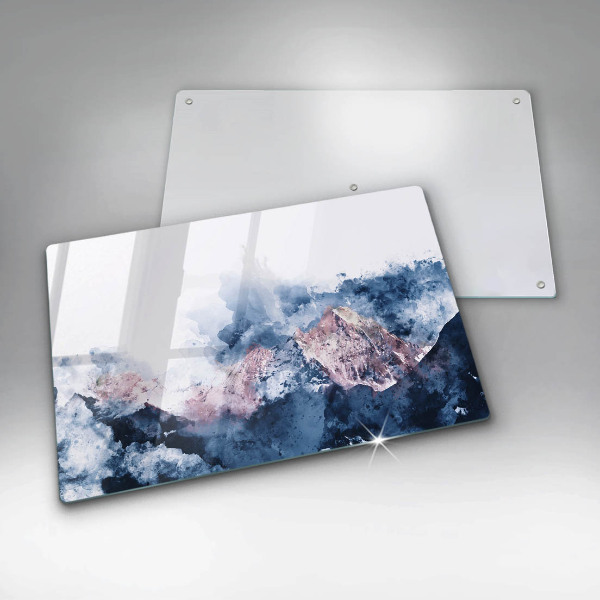 Skleněná deska za sporák Abstraktní malované hory