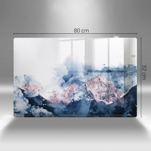 Skleněná deska za sporák Abstraktní malované hory