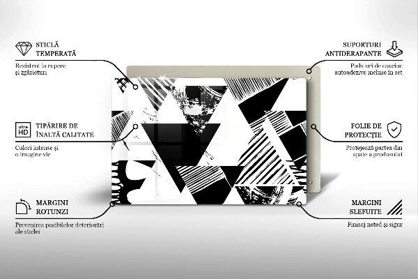 Skleněná deska za sporák Geometrické trojúhelníky