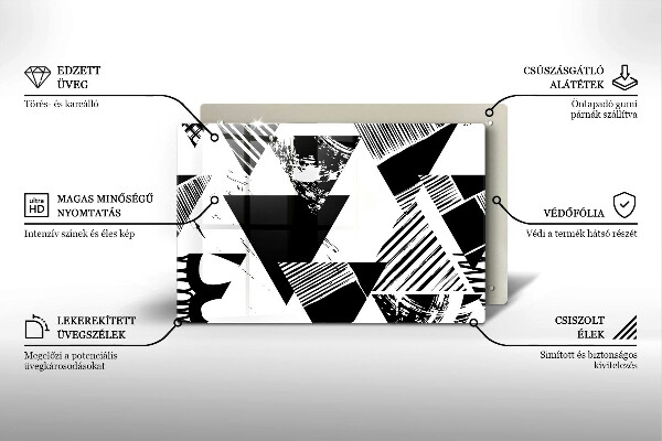 Skleněná deska za sporák Geometrické trojúhelníky